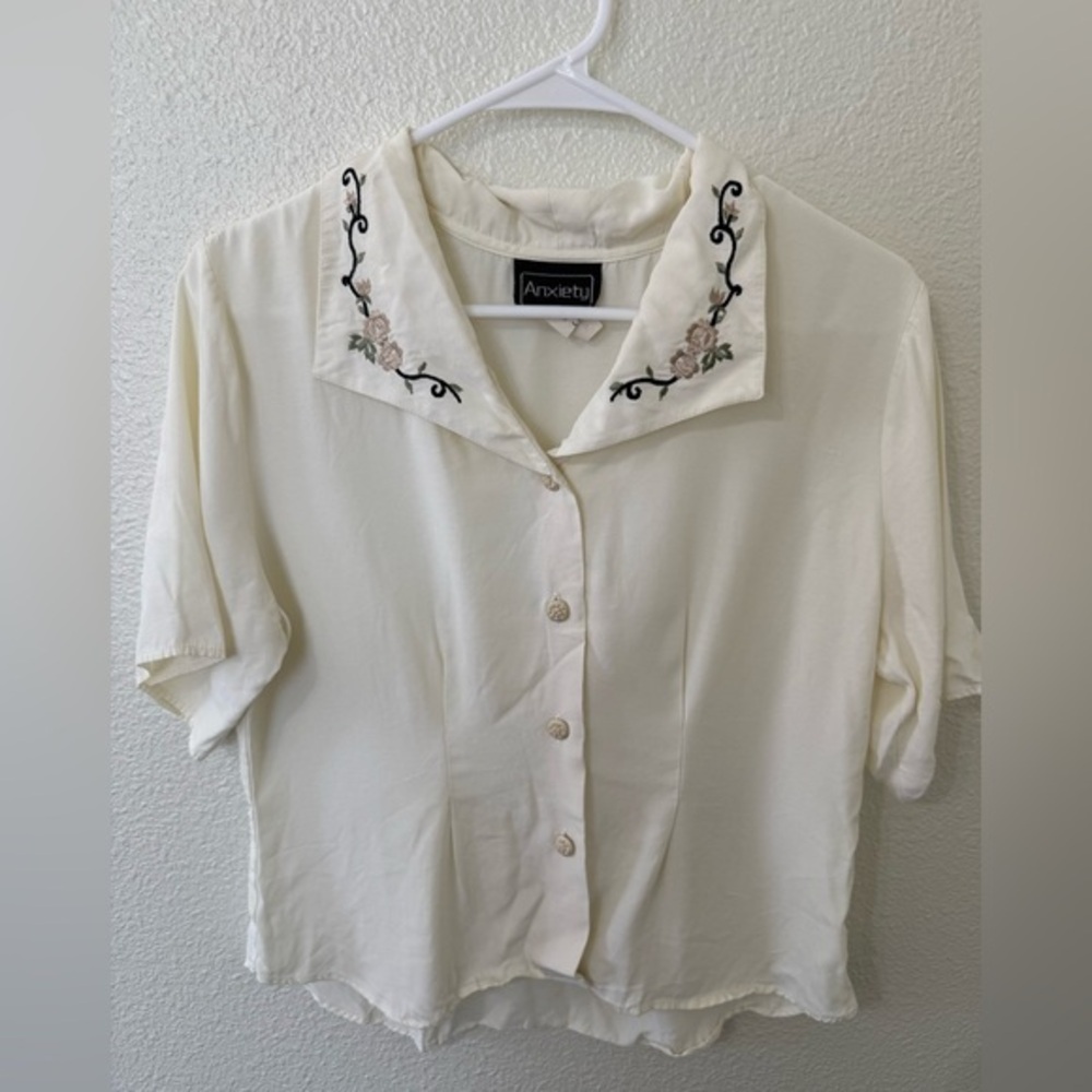 Vintage Anxiety Embroidered Blouse Size Large